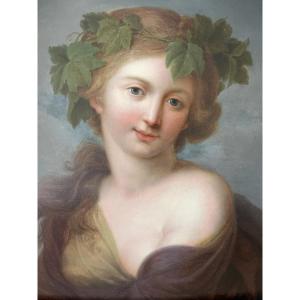 French Or German School Around 1800, Portrait Of A Young Bacchante