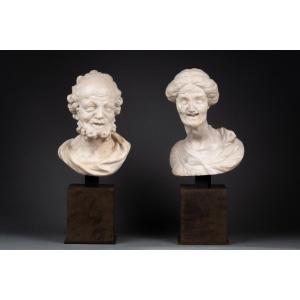 Pair Of Marble Busts - Italy - Late 17th Century