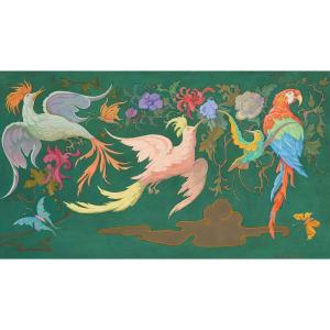 Jos Henri Ponchin (1897 - 1981) — Decorative Project, Panel With Birds Ii
