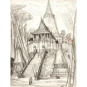 André Maire (1898 - 1984) — Cambodia, Temple In Oudong, 1955