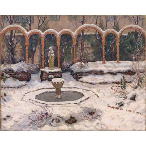 Jacques Martin Ferrières (1893 - 1972) — Neuilly, South Garden Under The Snow
