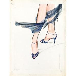 René Gruau (1909 - 2004) — Scarf And Pumps