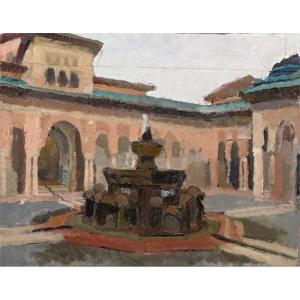 Joseph Inguimberty (1896 - 1971) - Fountain In The Patio, Spain