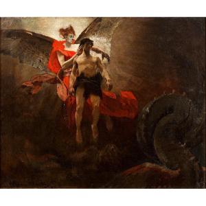 Henri Martin (1860 - 1943) — Cain And Lucifer, 1883