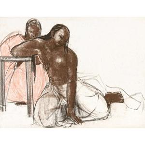 André Maire (1898 - 1984) — Madagascar, Two Women Styling Their Hair
