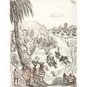 André Maire (1898 - 1984) — Madagascar, Women Carrying Baskets On Their Heads, 1959