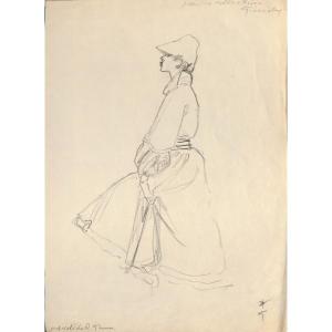 René Gruau (1909 - 2004) — Dress And Cloche Hat, First Givenchy Collection