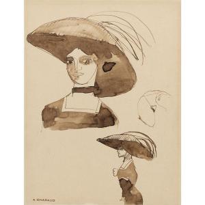 Auguste Chabaud (1882 - 1955) — Study Of A Woman With A Hat, Circa 1907