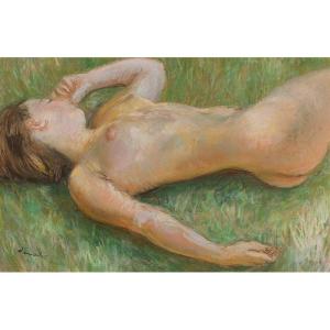 Pierre Deval (1897 - 1993) — Nude Lying In The Grass