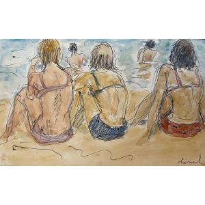 Pierre Deval (1897 - 1993) — The Three Bathers From Behind