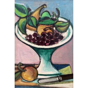 Georges-henri Pescadère (1915 - 2003) — Still Life With Fruit Bowl, February 1977