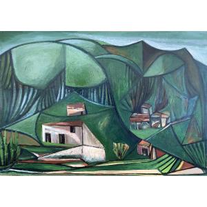 Georges-henri Pescadère (1915 - 2003) — Hamlet In The Hollow Of The Valley, August 1976