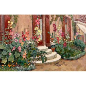 Jacques Martin Ferrières (1893 - 1972) — Neuilly South Facade With Rosebushes