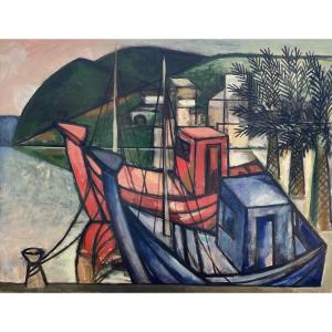 Georges-henri Pescadère (1915 - 2003) — "fishing Boats", February 2003