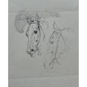 Edouard Detaille, Study Of A Horse's Head, 1897, Drawing