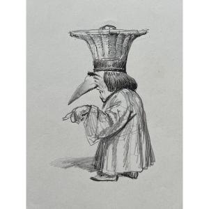 Edouard Detaille, The Professor - Caricature, Circa 1900, Drawing