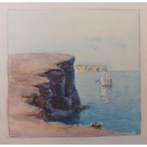 Georges Ricard-cordingley 1873-1939 View Of The Coasts Of Sydney Australia Watercolor