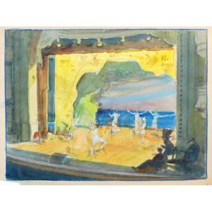 Tony Minartz 1870-1944 Rehearsal At The Theater Watercolor