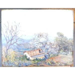 Georges Ricard-cordingley 1873-1939 Almond Blossoms In Mougins And Sailboat