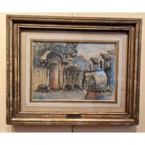 Claude Emile Schuffenecker 1851-1934 Shepherdess In Front Of The House Pastel