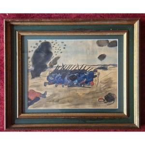 Jean Galtier-boissière 1891-1966 Assault Watercolor