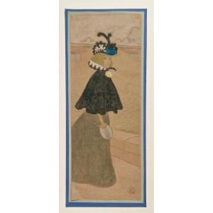 Fernand Fau 1858-1915 An Elegant Watercolor