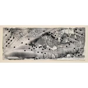 Georges Hugnet 1904-1974 Surrealist Landscape Ink, Wash And Collage