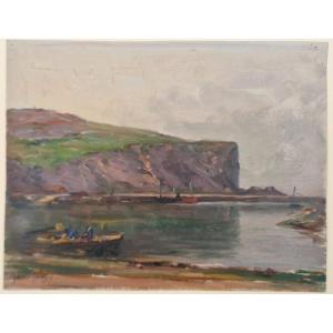 Georges Ricard Cordingley 1873-1939 Entrance To The Port Of Ondarroa Spain Oil On Paper