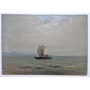 Georges Ricard Cordingley 1873-1939 Boat On Lake Maggiore Oil On Paper