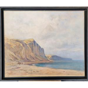 Georges Ricard-cordingley 1873-1939 Cliffs On The Coasts Of Boulogne Oil On Canvas
