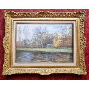 Siebe Johannes Ten Cate 1858-1908 House On The Banks Of The Oise Pastel