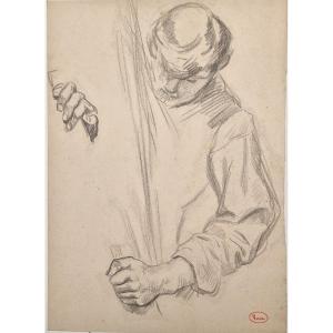 Maximilien Luce 1858-1941 Young Man At Work Black Pencil Drawing