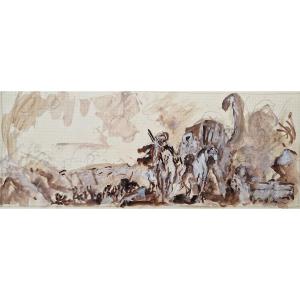 Charles Dufresne 1876-1938 The Caravan Oil On Paper