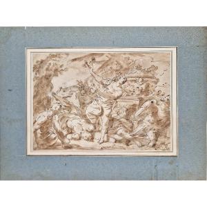 Genoese School 17th Century Daphne Pen And Brown Wash 