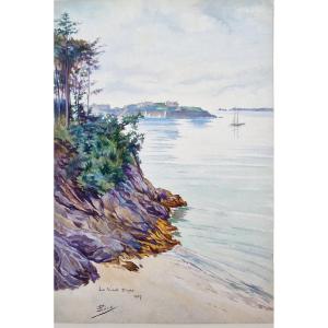 Louis Ponsin 1877-1945 Dinard The Viscounty Watercolor