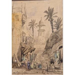 Louis Amable Crapelet 1822-1867 Street In Jaffa Watercolor