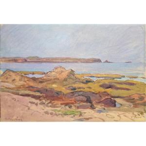 Victor Prouvé 1858-1943 Portivy On The Island Of Quiberon Gouache