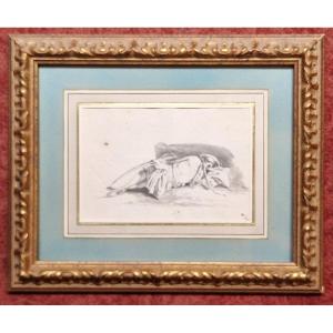 French School 18th Century Sleeping Soldier Pen, Ink, Wash