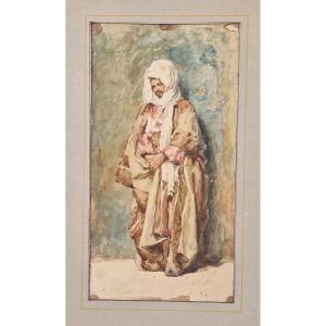 Ettore Roesler Franz 1845-1907 Man Dressed In Oriental Style Watercolor