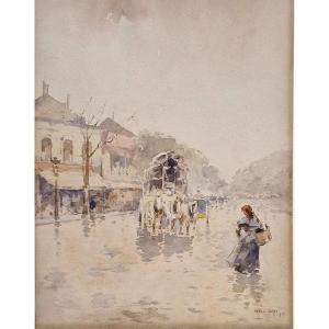 Francis Garat, Born In 1853, Imperial On The Grands Boulevards In Paris, Watercolor
