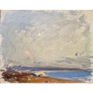 Georges Ricard-cordingley 1873-1939 Study Of Sky And Sea Oil On Canvas