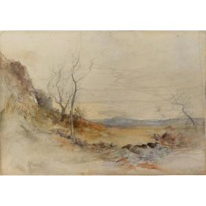 François Auguste Ravier 1814-1895 Landscape Watercolor
