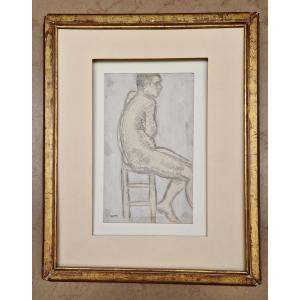 Albert Marquet 1875-1947 Seated Male Nude Black Pencil And Watercolour