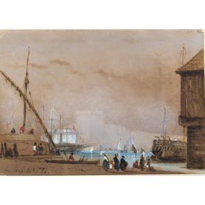 Louis Amable Crapelet 1822-1867 The Marseille Gate Watercolor And Gouache