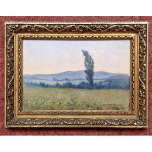 Alphonse Osbert 1857–1939 Poplar In The Leeward Oil On Cardboard