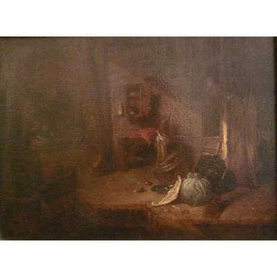 Follower Of Willem Kalf Dutch Interior Oil On Canvas