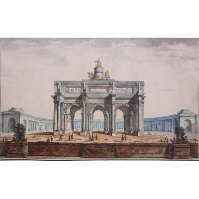 Theater Of The Ancient Romans Watercolor Early 19th Century