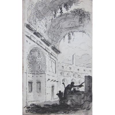 Pierre Lélu 1741-1810 Roman Ruins Drawing