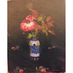 Umberto Brunelleschi 1879-1949 Vase Of Flowers Oil On Canvas Cardboard