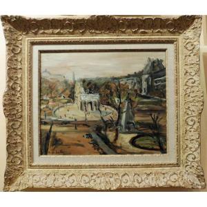 Maurice Sérullaz 1914-1997 Le Caroussel Du Louvre Oil On Panel